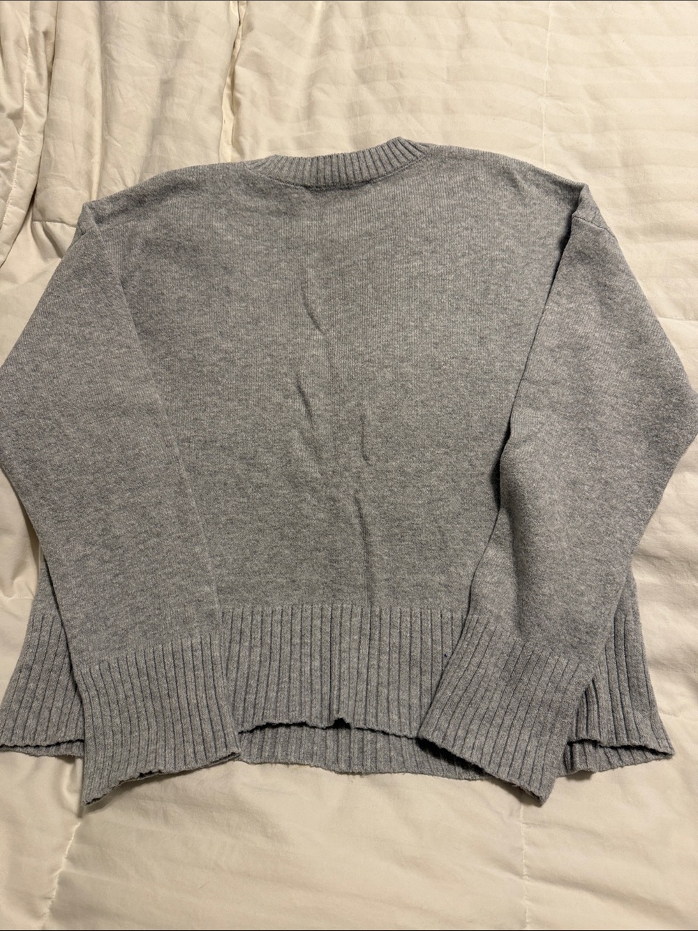 LOFT - Light Gray Crewneck Sweater with Dog Motif - Medium - Picture 6 of 6